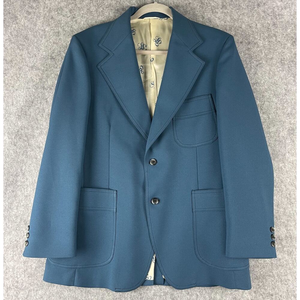 VTG Levis Panatela Blazer Jacket Mens 42R Blue Leisure Polyester Disco 70s 80s‎
